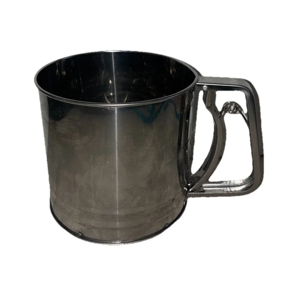 Flour Sifter Powder Sugar Shaker Hand‎ Press Stainless Steel 5 cup